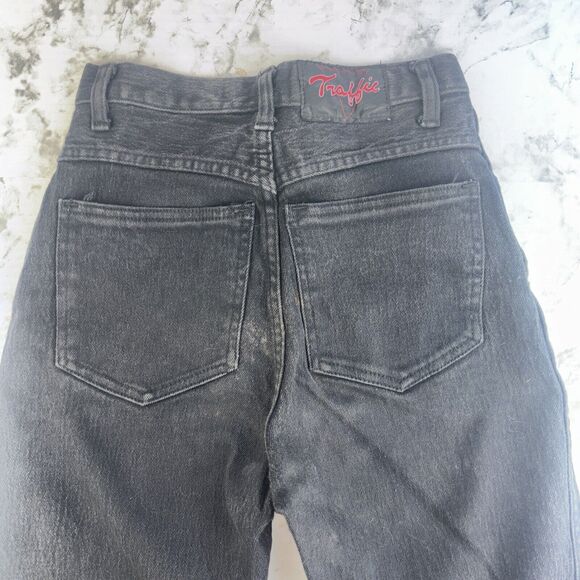 VTG Vintage Traffic Jeans Black 5 Pocket Retro Tapered Leg Rock Size 5/6 - Picture 14 of 16